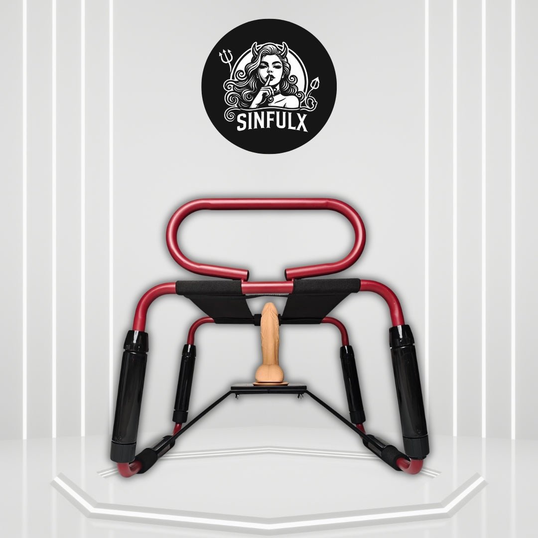 CrimsonLift Adjustable Sex Chair with Armrests & Dildo Mount - SinfulX - 
