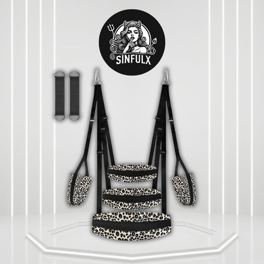 WildLuxe Leopard Print Door Sex Swing 400lb - SinfulX -