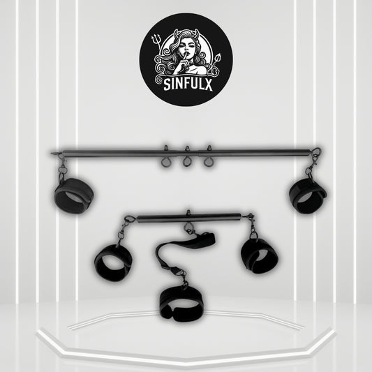 SteelBound Dual Spreader Bar BDSM Kit with Collar & Cuffs - SinfulX -
