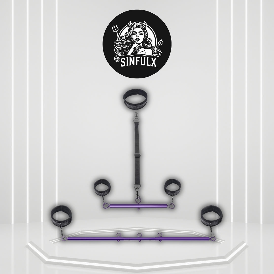 VioletLock Purple Spreader Bar BDSM Kit with Collar & Cuffs