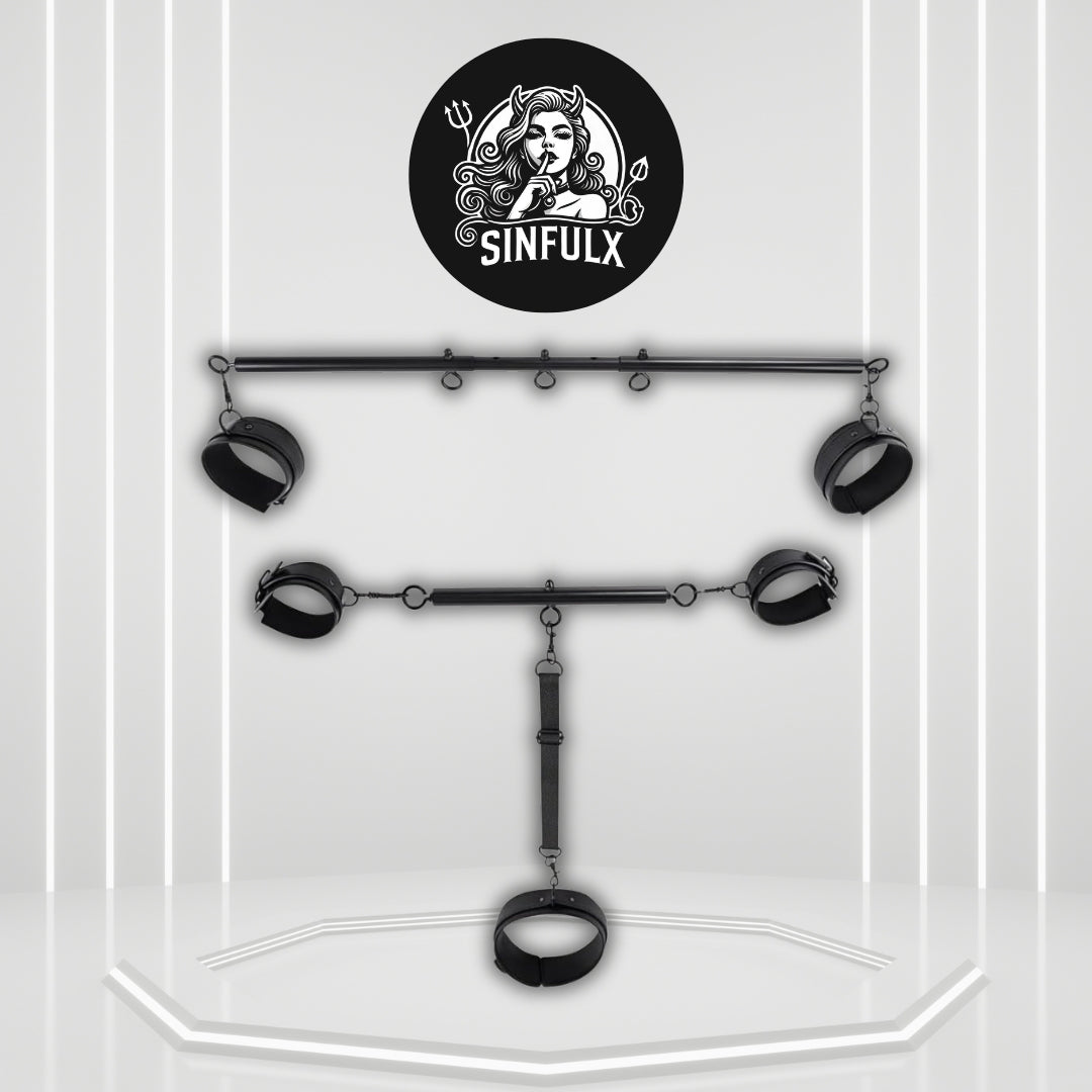 SteelLeather PU Leather Spreader Bar BDSM Kit