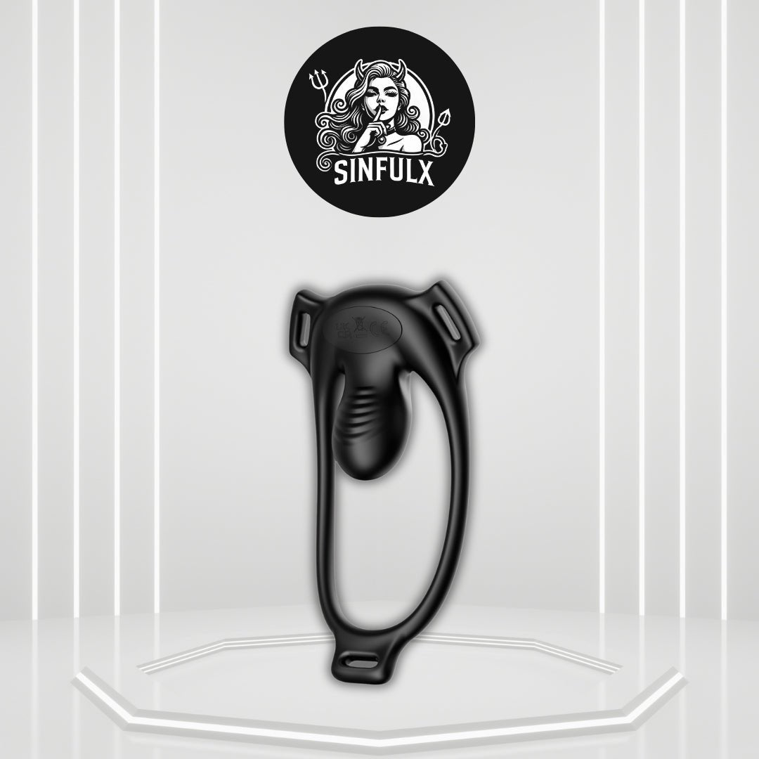 NoirControl Cock Ring Clit Vibrator Remote Harness 9 Modes - SinfulX -