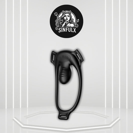 NoirControl Cock Ring Clit Vibrator Remote Harness 9 Modes - SinfulX -