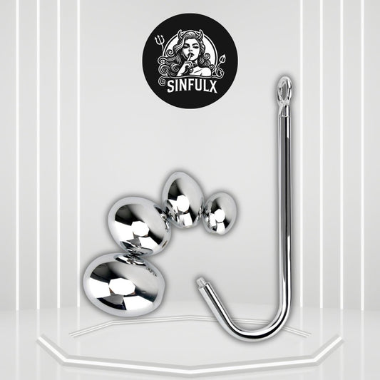 SteelHook Stainless Steel Anal Hook Set with 4 Balls - SinfulX -