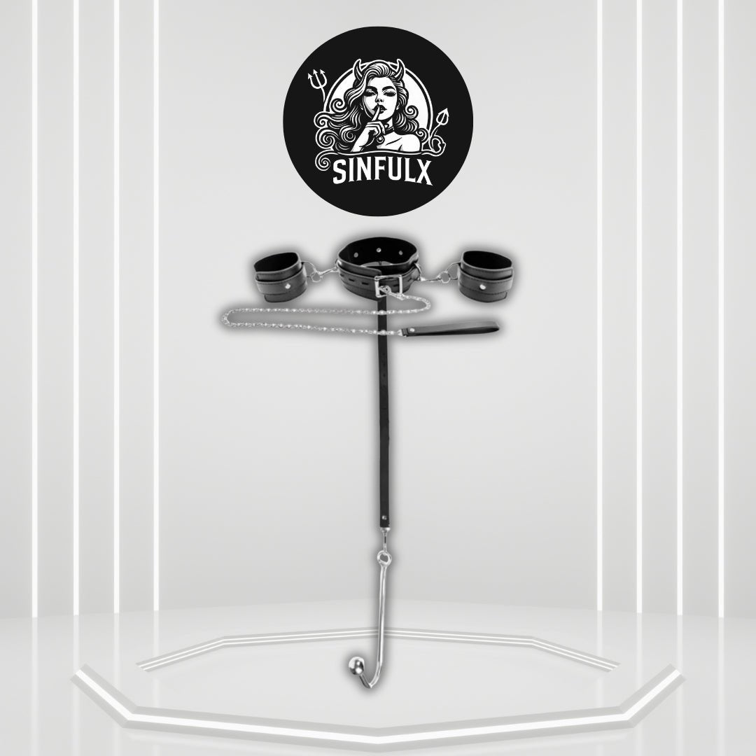 CommandHook Anal Hook Bondage Kit with Collar & Cuffs - SinfulX -