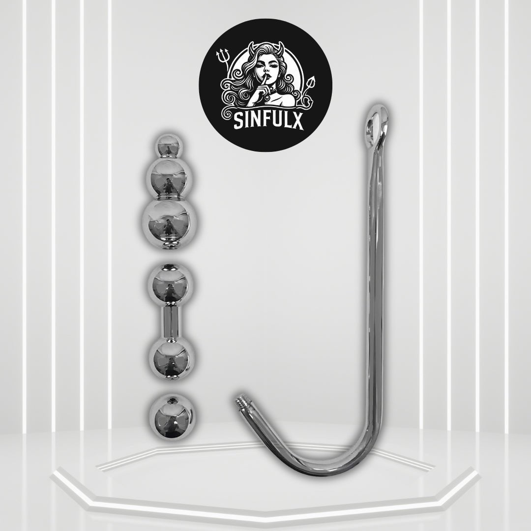 SteelShift Stainless Steel Anal Hook 3 Balls - SinfulX -