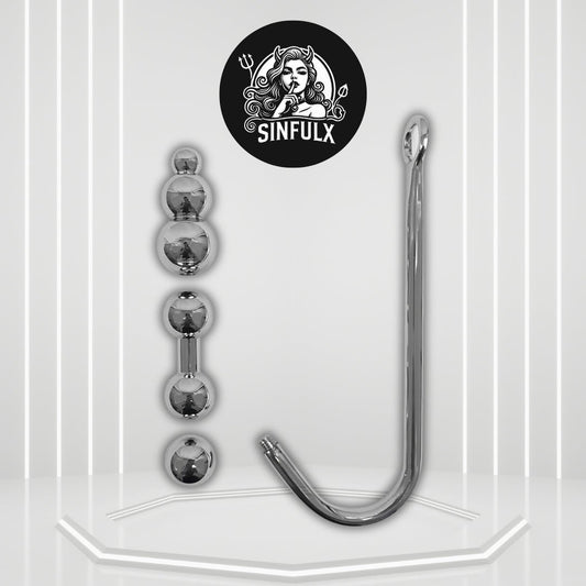 SteelShift Stainless Steel Anal Hook 3 Balls - SinfulX -