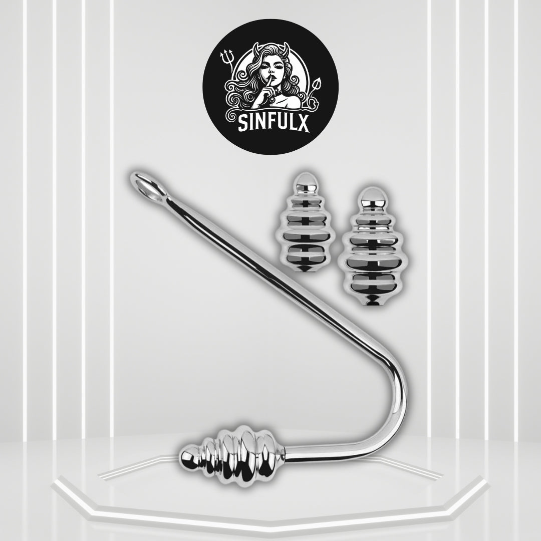 SpiralSteel Spiral Stainless Steel Anal Hook 3 Balls - SinfulX -