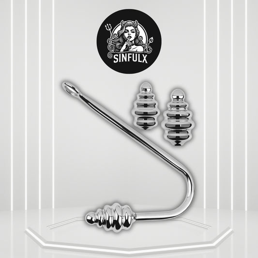 SpiralSteel Spiral Stainless Steel Anal Hook 3 Balls - SinfulX -