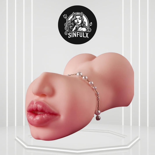 DualLuxe 2-in-1 Realistic Pocket Pussy Oral & Vagina Stroker - SinfulX -