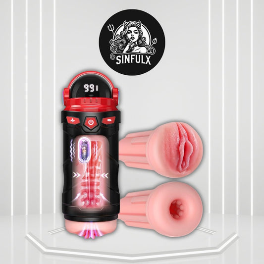 PulseForge Vibrating Penis Pump Stroker with 2 Sleeves - SinfulX -