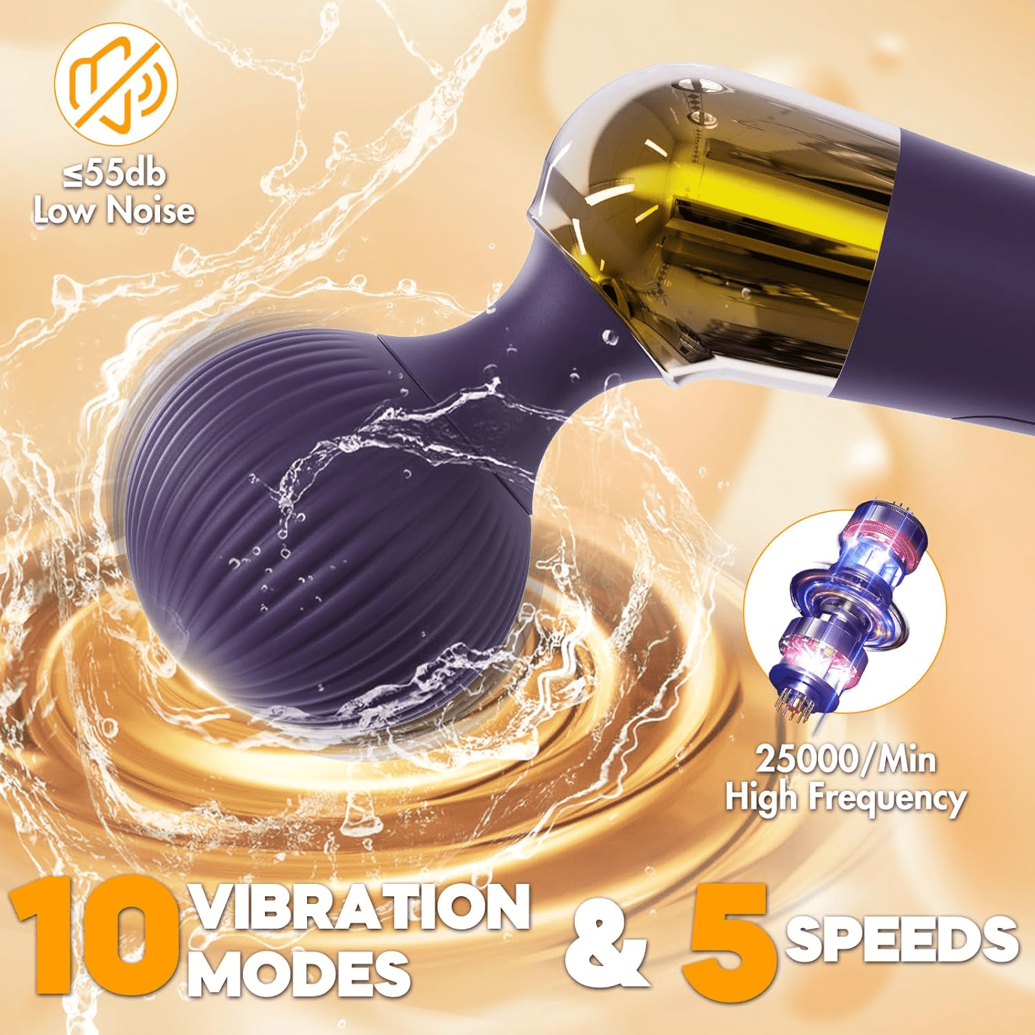AnglePulse Tilted Head Wand Vibrator 10 Modes Rechargeable - SinfulX - Personal Care > Sexual Wellness > Wand Vibrator