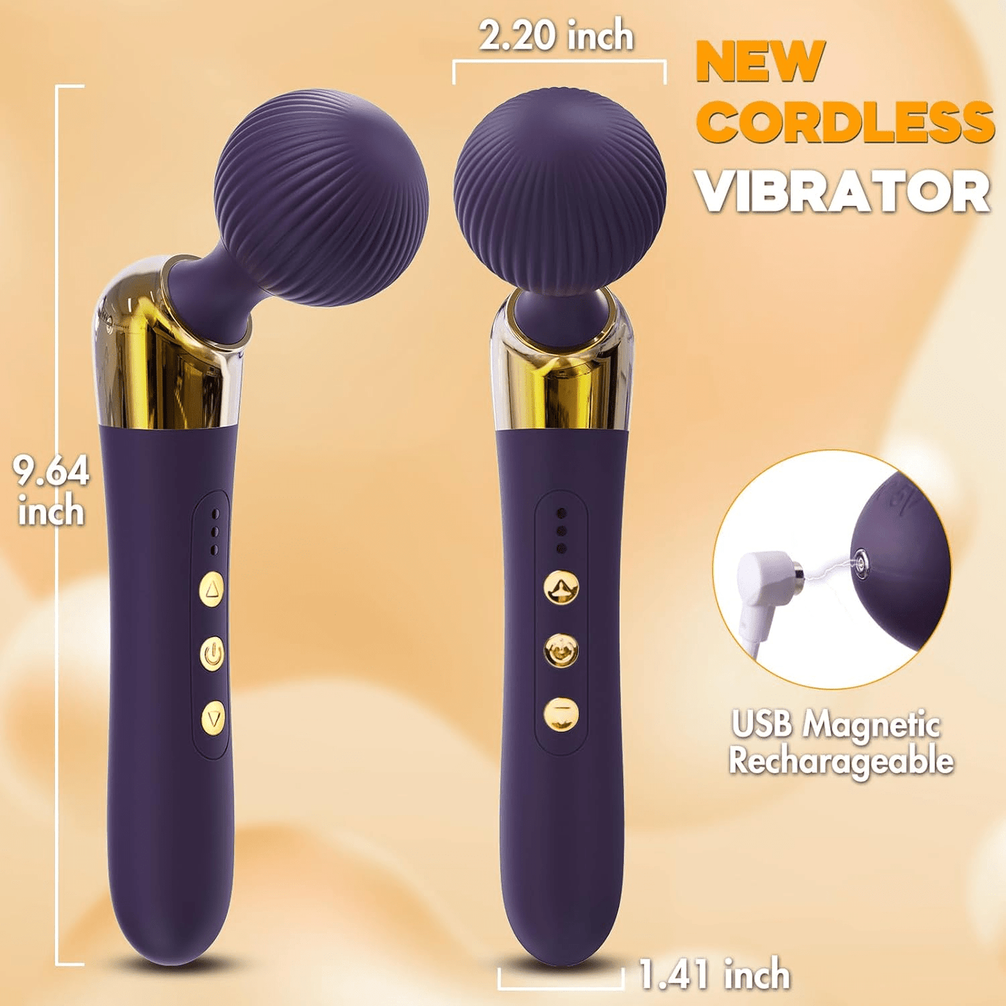 AnglePulse Tilted Head Wand Vibrator 10 Modes Rechargeable - SinfulX - Personal Care > Sexual Wellness > Wand Vibrator