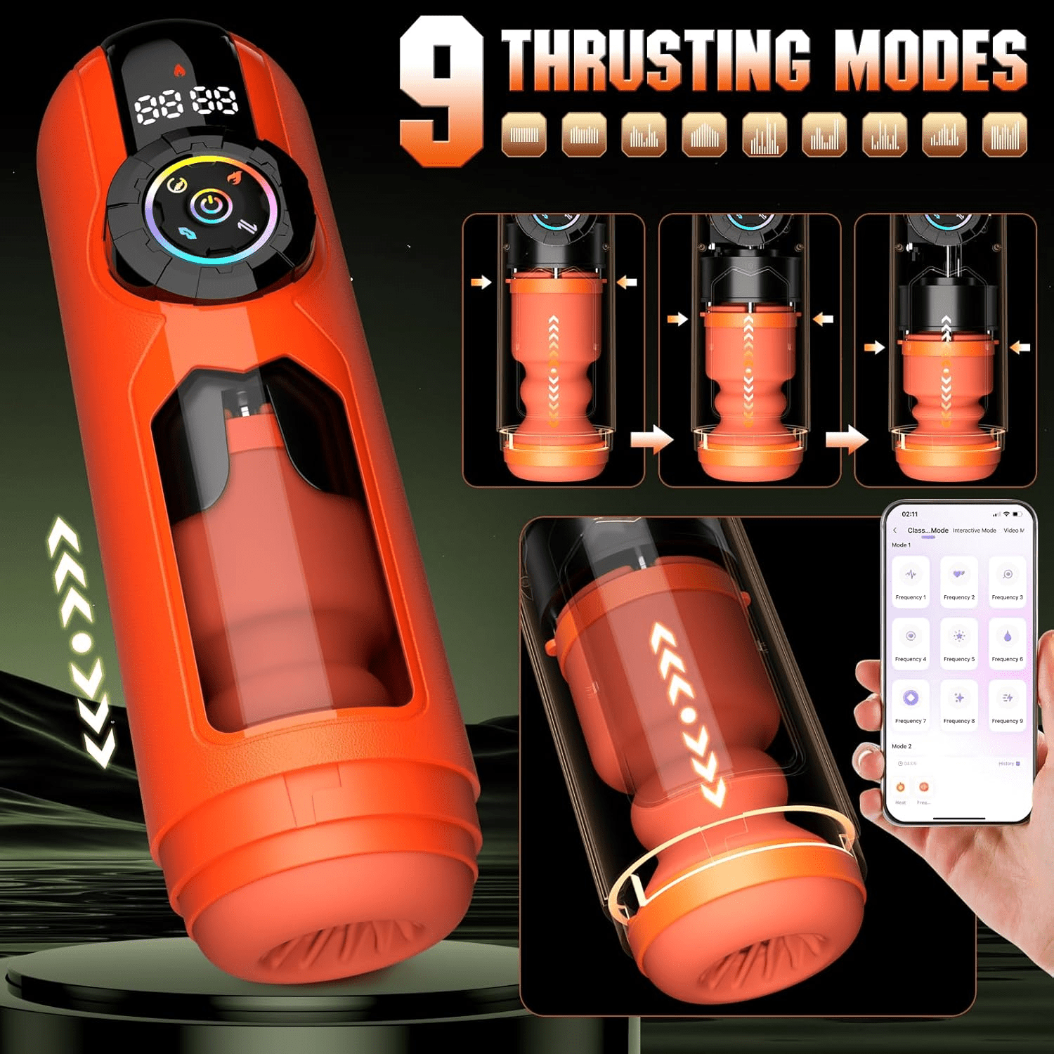 Heating Male Masturbator Penis Pump, Upgrade 5 in 1 Male Sex Toys for Men, AI Interaction APP Control with 9 Vibrating & Licking & Thrusting & Suck Modes, Adult Sex Toy Machines Devices Pocket Pussy - SinfulX - 