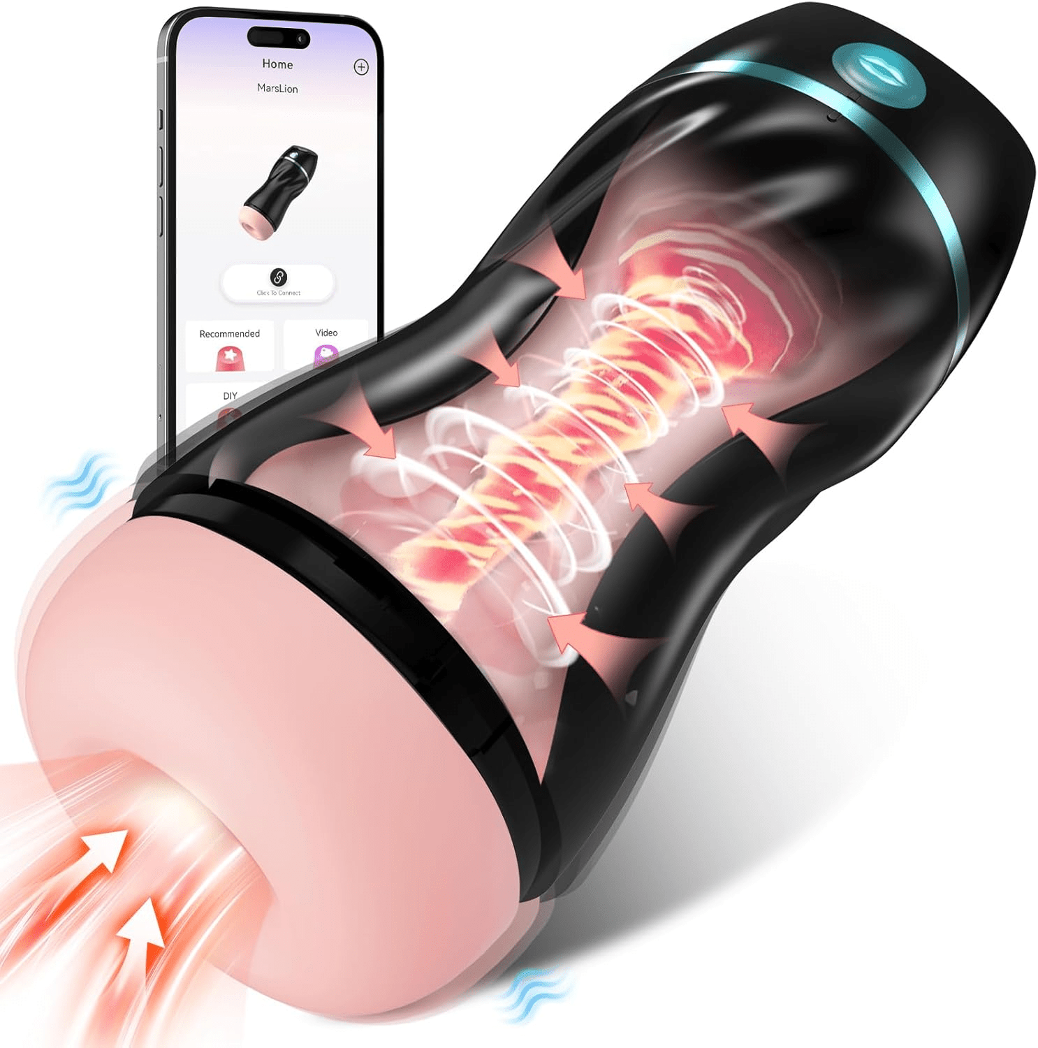 AI Interactive Sucking Male Masturbators - 7 Vibration & Suction Hands Free Pocket Pussy Male Stroker with 3D Realistic Textured, Blowjob Toy Penis Pump Adult Male Sex Toys for Men Sex Machine - SinfulX - 