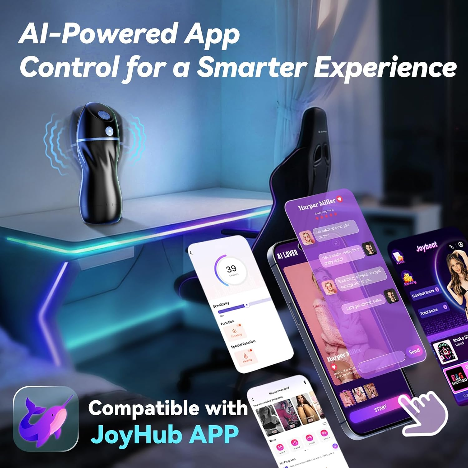 AI Interactive Sucking Male Masturbators - 7 Vibration & Suction Hands Free Pocket Pussy Male Stroker with 3D Realistic Textured, Blowjob Toy Penis Pump Adult Male Sex Toys for Men Sex Machine - SinfulX - 