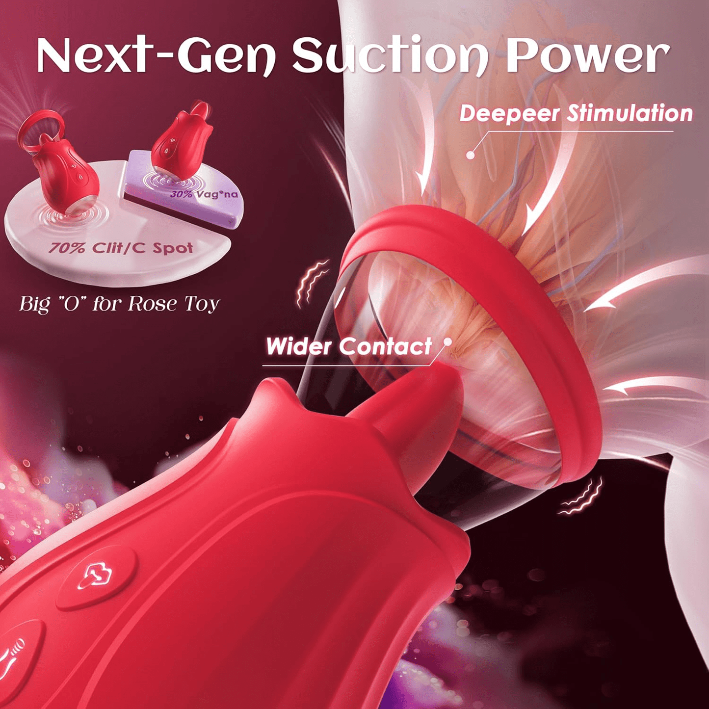 Vibrator Sex Toys Rose Toy - AI APP Adult Toys for Women 7 Sucking & 10 Tongue 360° Licking & Vibrating, Rose Sex Toy Vibrators for Clit Nipple, Removable Cup Couples Sex Toy Sex Novelties - SinfulX - 