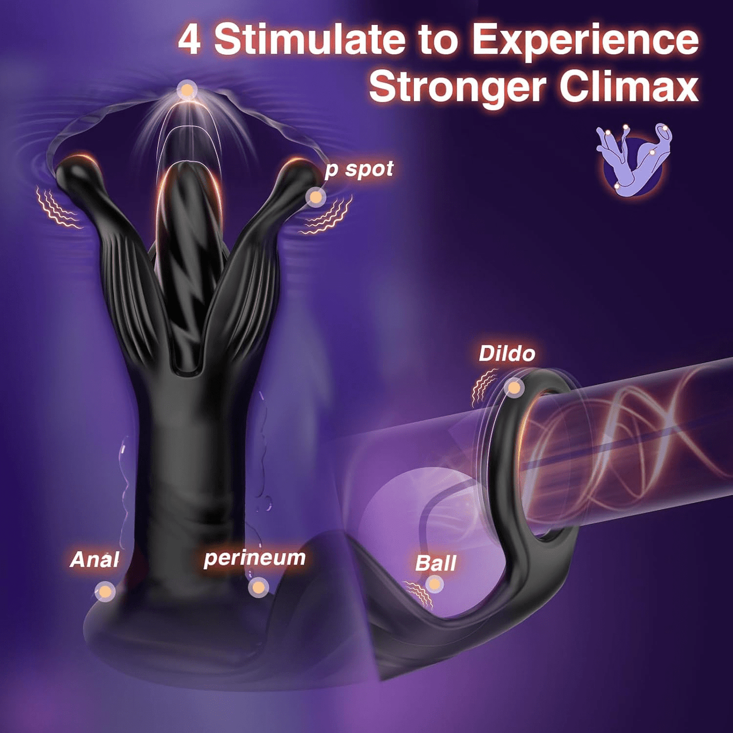 Prostate Massager Anal Toys, AI Sync Butt Plug Male Sex Toys for Men Sex Toy Anal Plug Adult Toys with 9 Tension Shock Flapping Thrusting Vibrating Cock Ring Anal Vibrator for Men S&M Crops - SinfulX - 