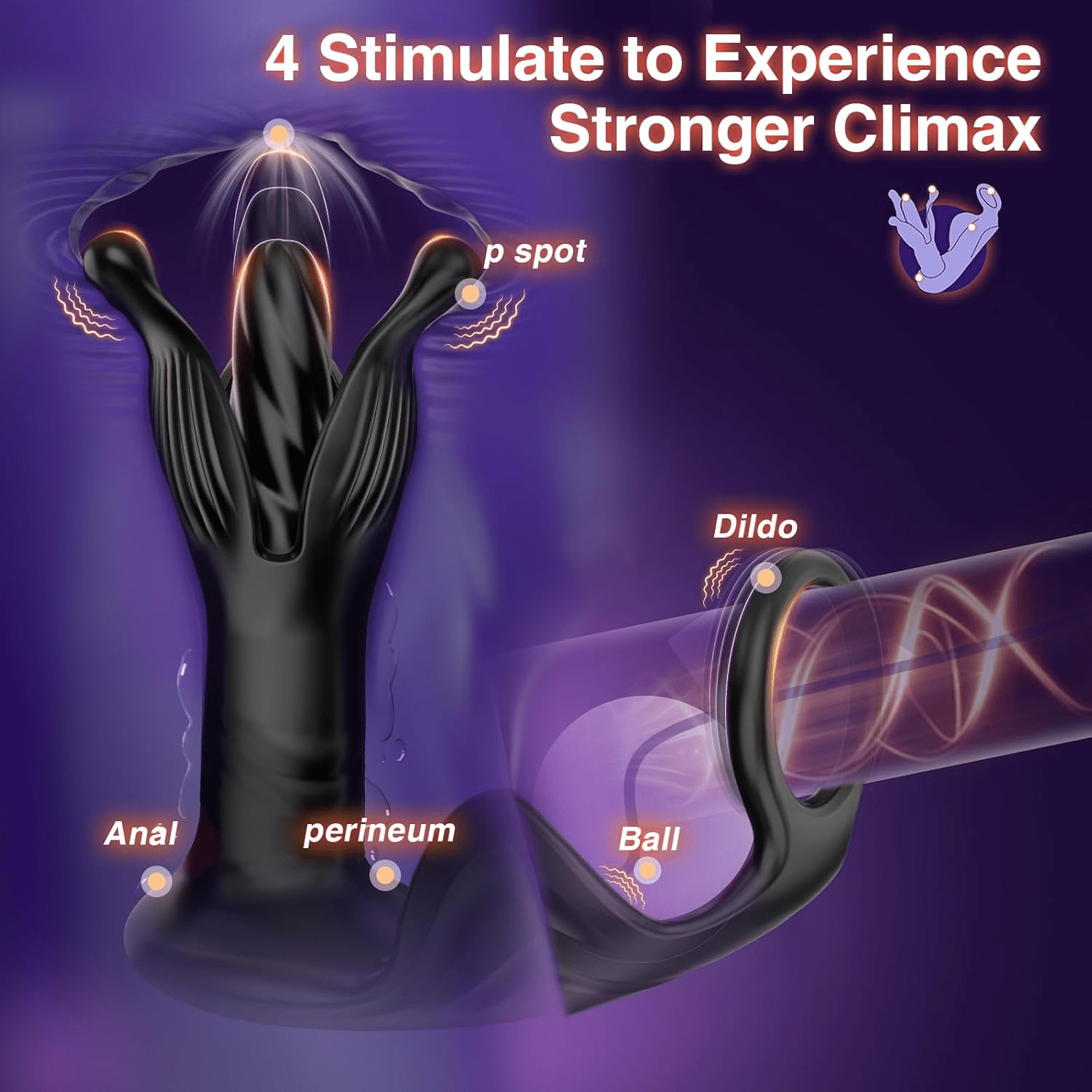 Prostate Massager Anal Toys, AI Sync Butt Plug Male Sex Toys for Men Sex Toy Anal Plug Adult Toys with 9 Tension Shock Flapping Thrusting Vibrating Cock Ring Anal Vibrator for Men S&M Crops - SinfulX - 