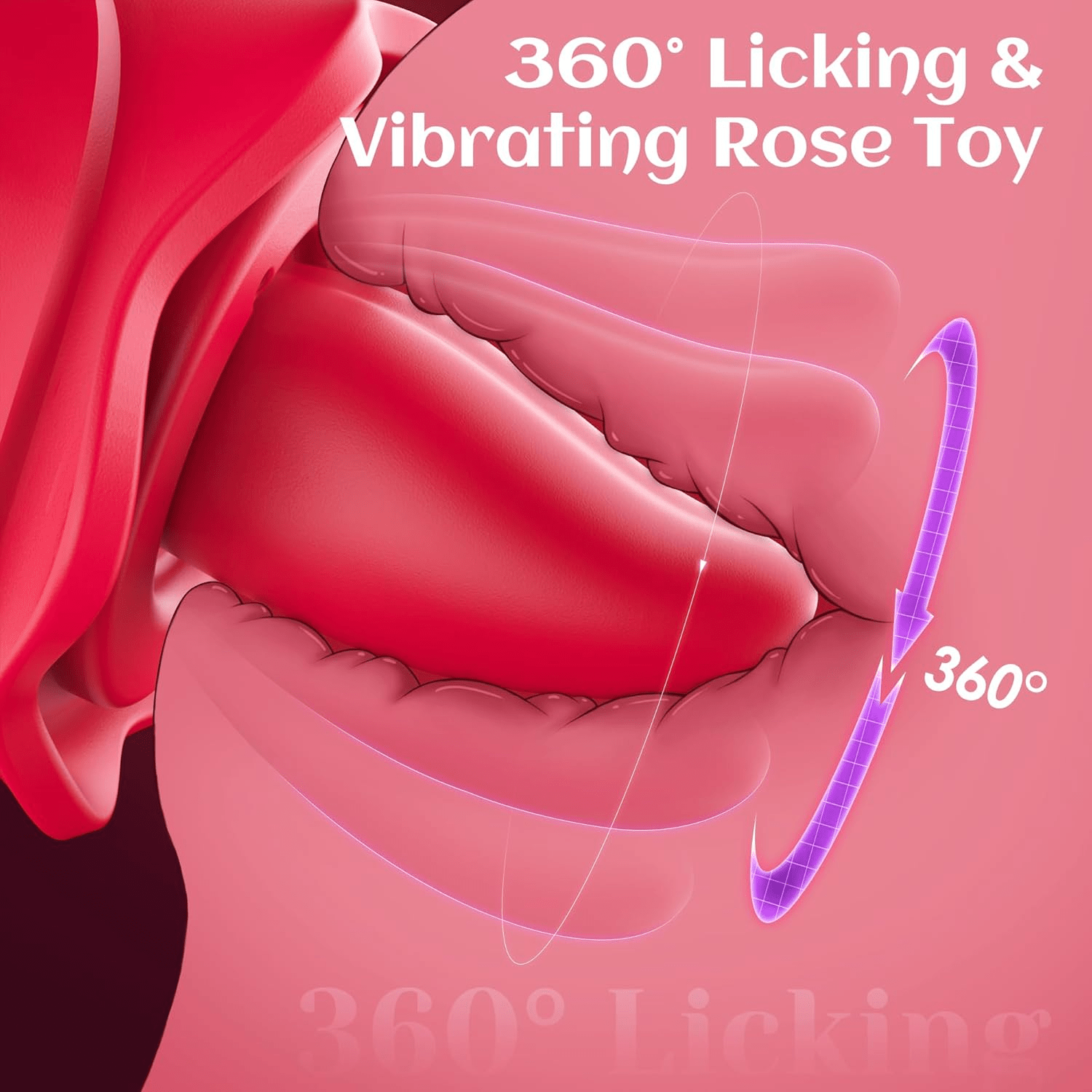 Vibrator Sex Toys Adult Toys - Rose Toy Sex Toy for Women AI Sync 7 Suctions, 360° Rotation Vibrators with 10 Tongue Licking & Vibrating for Clitoral Nipple, Removable Cup Sex Novelties - SinfulX - 