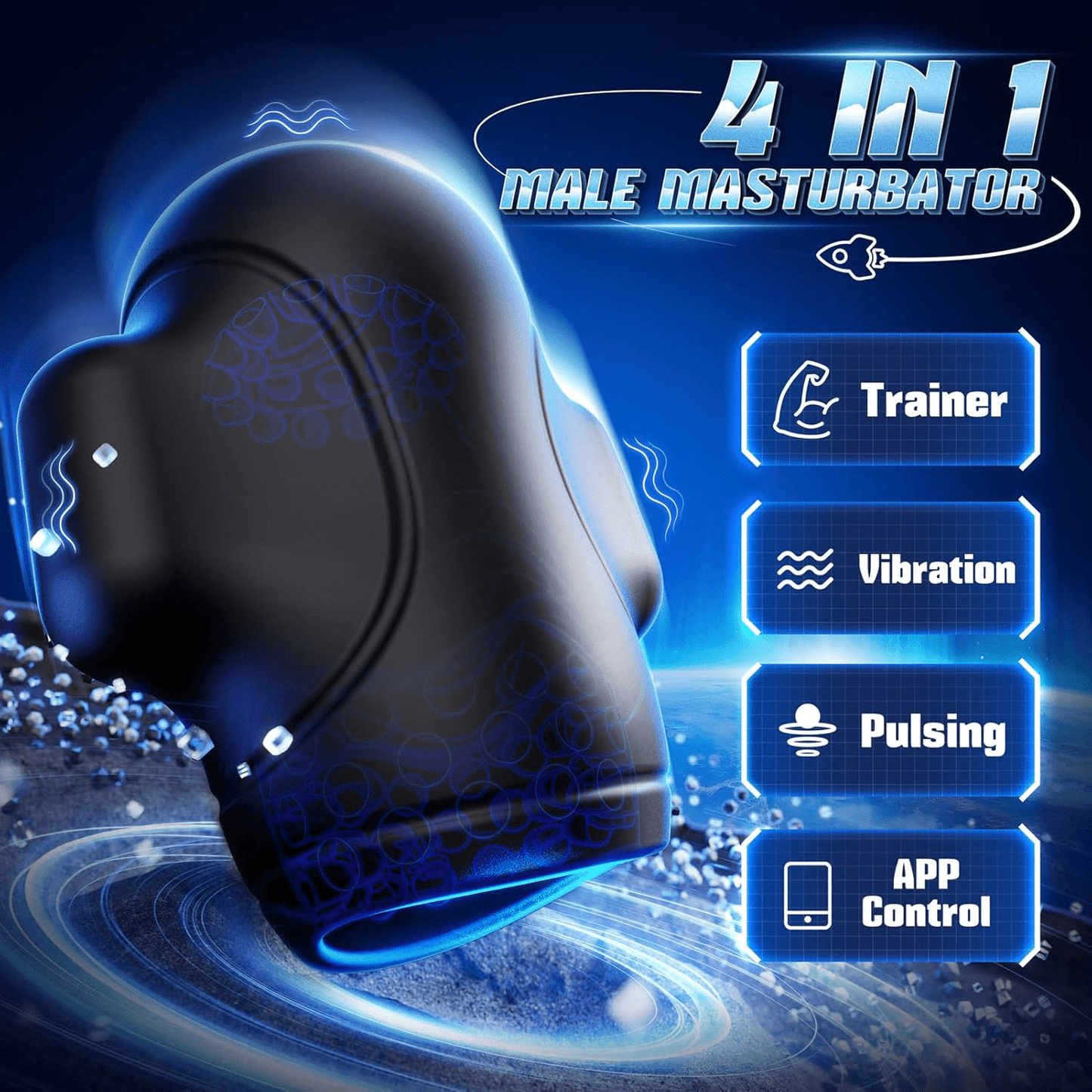 Mens Sex Toys for Men Penis Vibrator - 3 Motors Male Maturbator with 10 Vibrating & AI Sync App, Adult Toys with Pocket Pussy Squeezable Sleeve for 360° Stroker, Adult Sex Toy Edible Sensual Delights - SinfulX - 