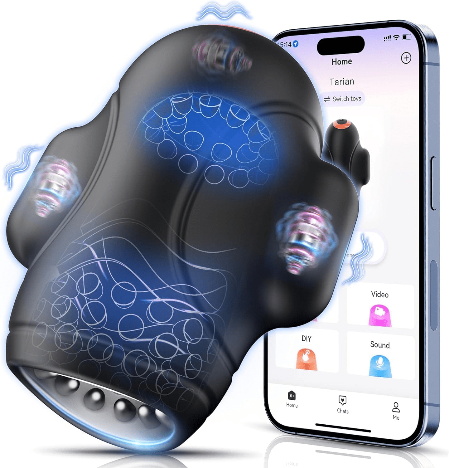 Mens Sex Toys for Men Penis Vibrator - 3 Motors Male Maturbator with 10 Vibrating & AI Sync App, Adult Toys with Pocket Pussy Squeezable Sleeve for 360° Stroker, Adult Sex Toy Edible Sensual Delights - SinfulX - 