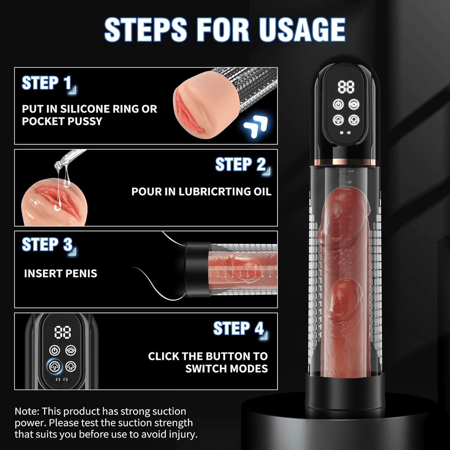 PulseVac Electric Penis Pump with Auto Modes & Suction - SinfulX - Personal Care > Sexual Wellness > Penis Pump