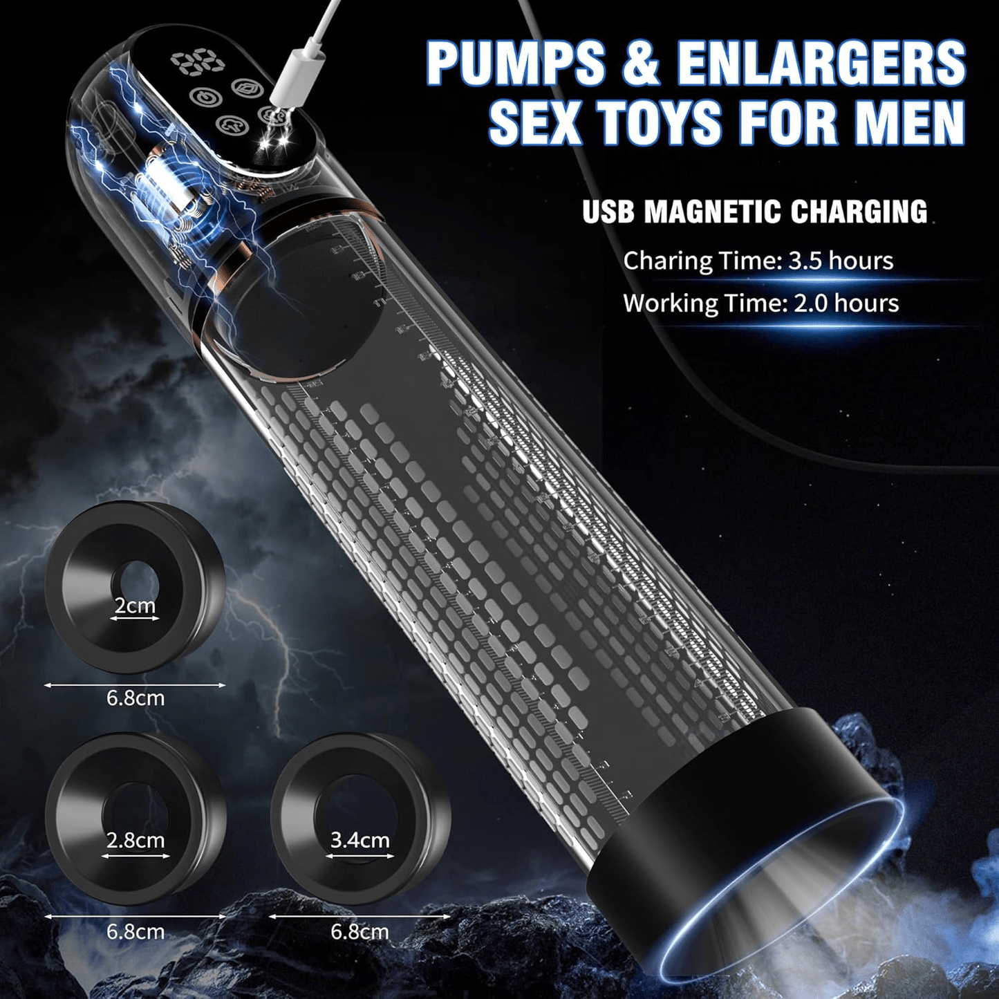 PulseVac Electric Penis Pump with Auto Modes & Suction - SinfulX - Personal Care > Sexual Wellness > Penis Pump