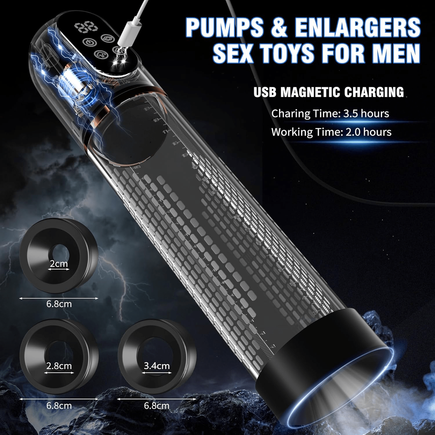 PulseVac Electric Penis Pump with Auto Modes & Suction - SinfulX - Personal Care > Sexual Wellness > Penis Pump