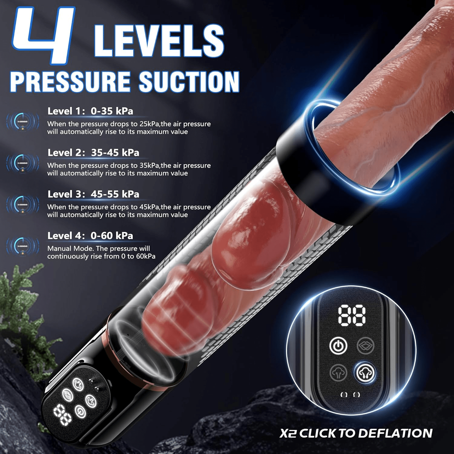 PulseVac Electric Penis Pump with Auto Modes & Suction - SinfulX - Personal Care > Sexual Wellness > Penis Pump