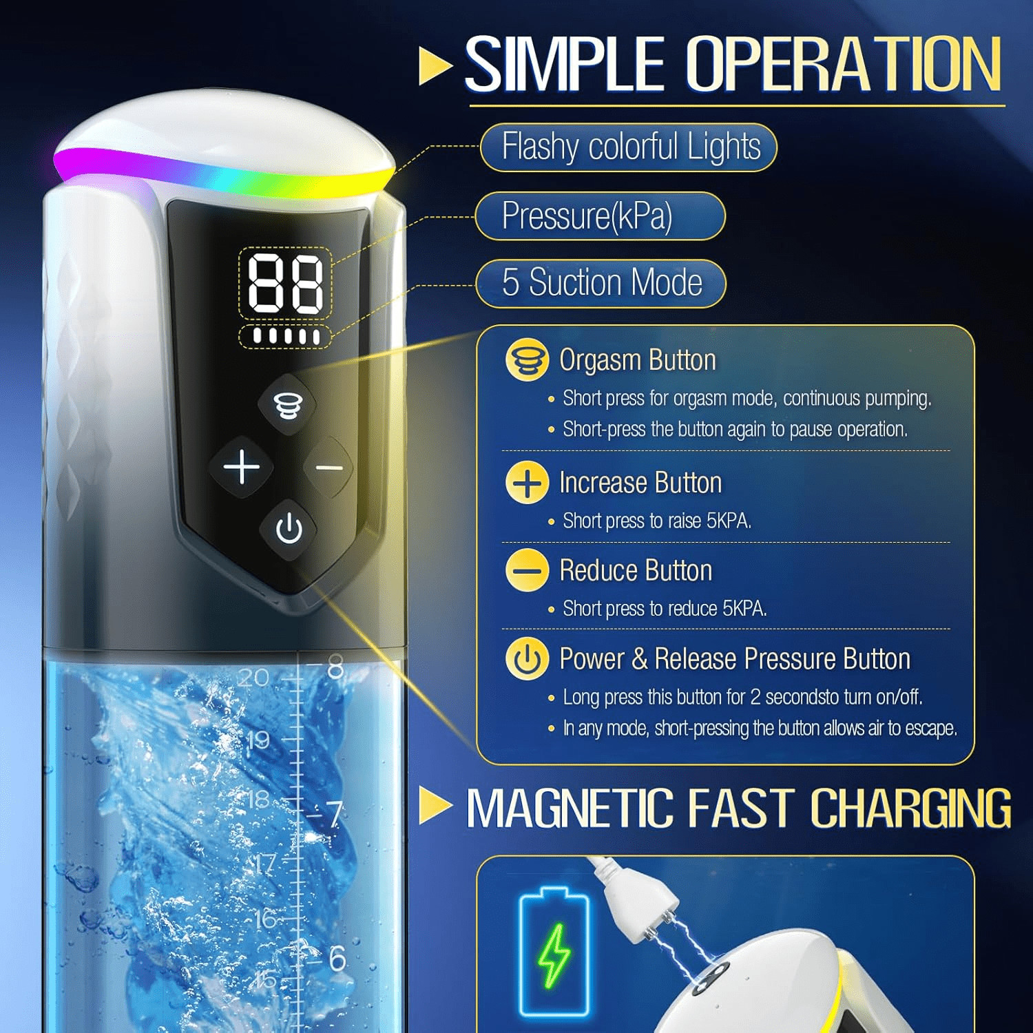AquaBurst Penis Pump 5 Modes Burst LCD Display - SinfulX - Personal Care > Sexual Wellness > Penis Pump