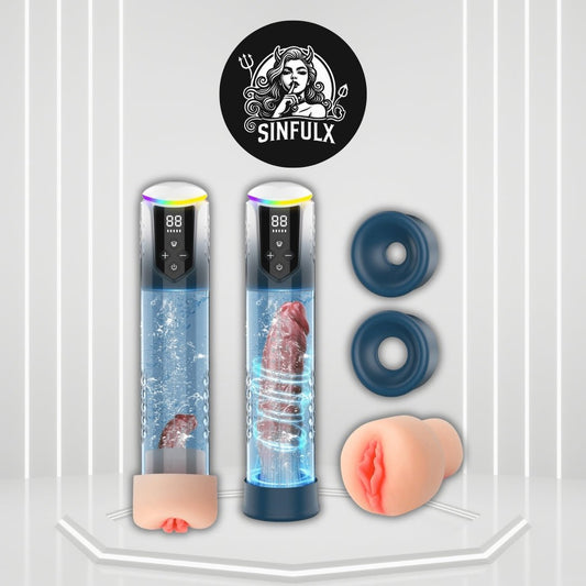 AquaBurst Penis Pump 5 Modes Burst LCD Display - SinfulX -