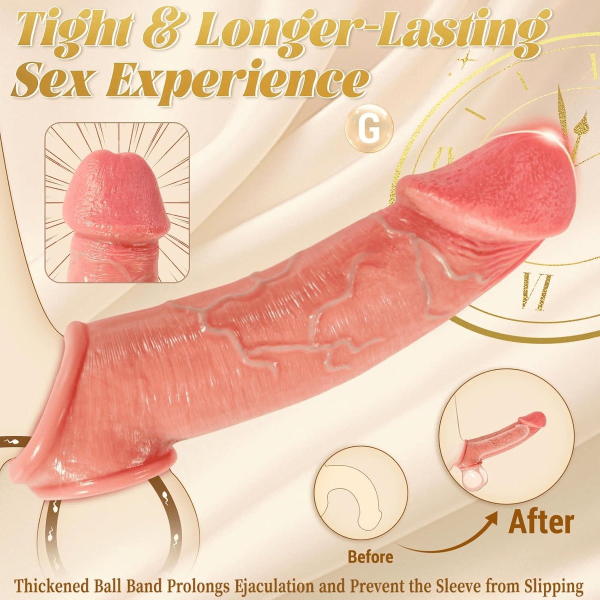 TitanGlans Penis Sleeve 8.5” Silicone Glans Girth Extender - SinfulX - Personal Care > Sexual Wellness > Penis Sleeve