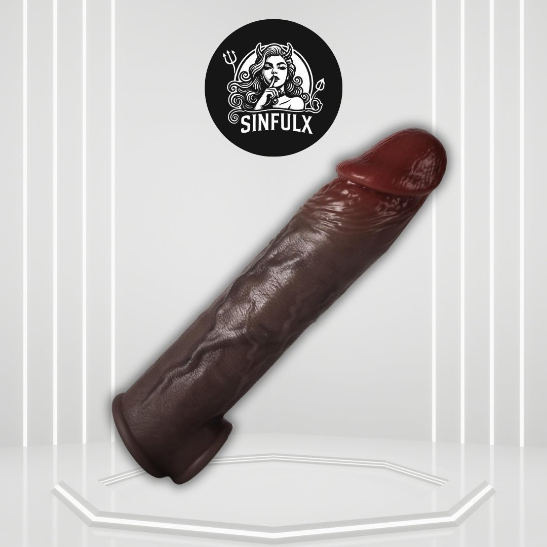RealSkin Realistic Penis Sleeve 8.3” Silicone Extender Ring - SinfulX -