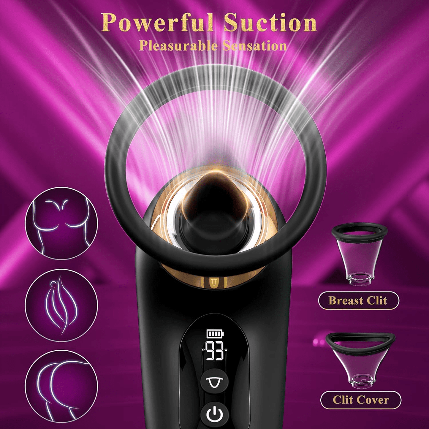 Rose Toy Sex Toys for Women - 5IN1 Rose Sex Toy Suction Vibrator, 3 Sucking 9 Tongue Licking & Vibrating Adult Toys, LCD Display Removable Cup Clitoral G Spot Vibrators Sex Novelties - SinfulX - 
