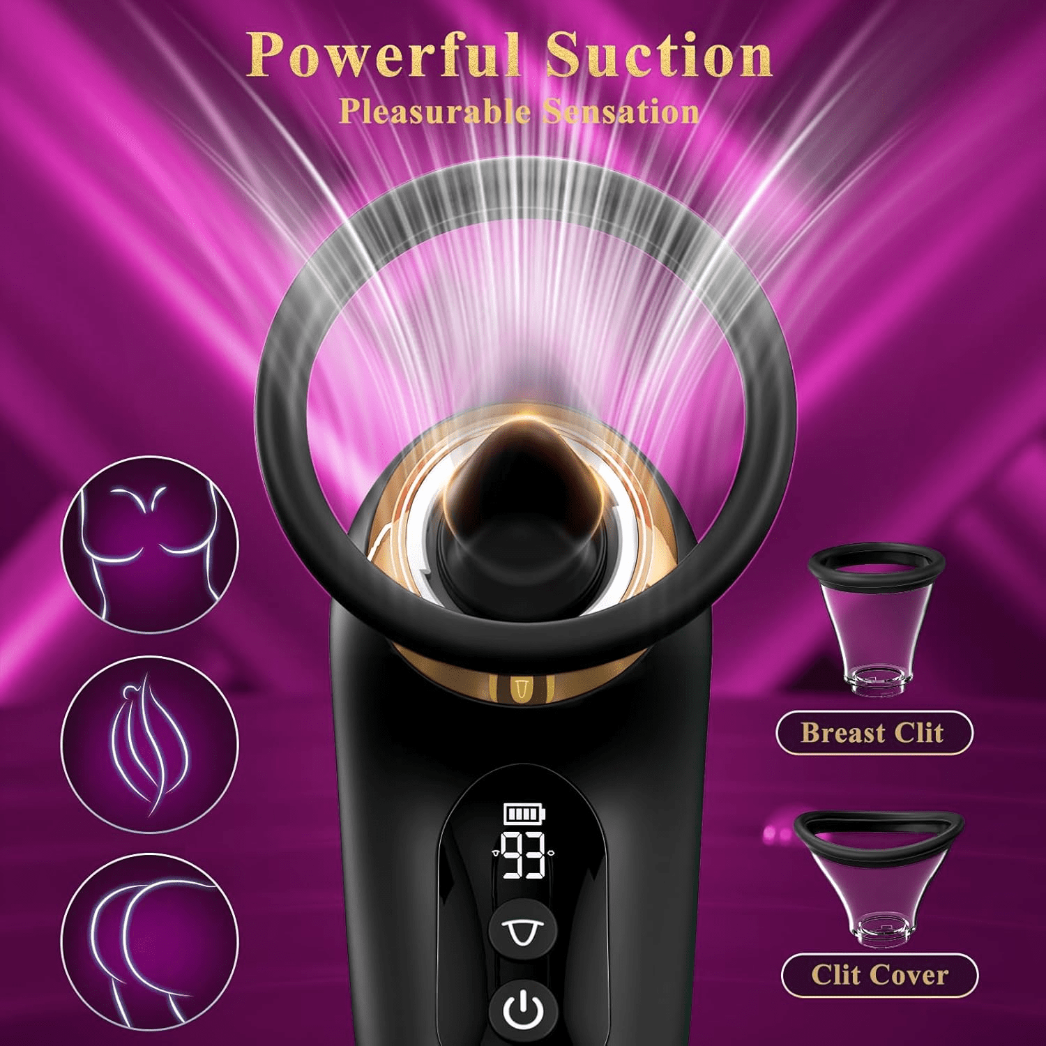 Rose Toy Sex Toys for Women - 5IN1 Rose Sex Toy Suction Vibrator, 3 Sucking 9 Tongue Licking & Vibrating Adult Toys, LCD Display Removable Cup Clitoral G Spot Vibrators Sex Novelties - SinfulX - 