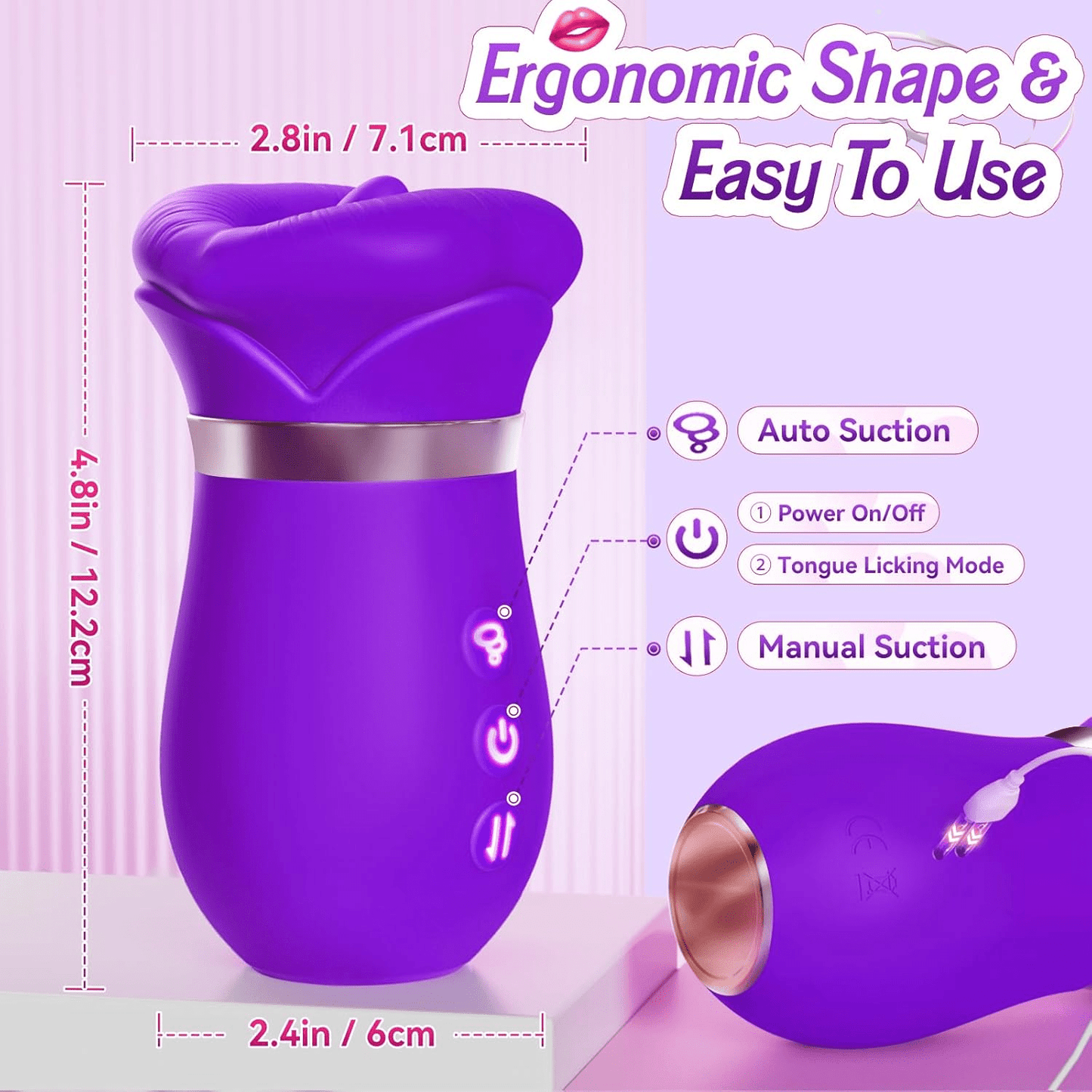 Vibrator Adult Sex Toys for Women - 5IN1 Mouth Sucking Vibrator Rose Sex Toy, 10 Tongue Licking, 3 Auto & 1 Manual Sucking Adult Toys New APP, Anal Clit Nipple Vibrators Female Couples Sex Toys - SinfulX - 