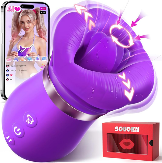 Vibrator Adult Sex Toys for Women - 5IN1 Mouth Sucking Vibrator Rose Sex Toy, 10 Tongue Licking, 3 Auto & 1 Manual Sucking Adult Toys New APP, Anal Clit Nipple Vibrators Female Couples Sex Toys - SinfulX - 