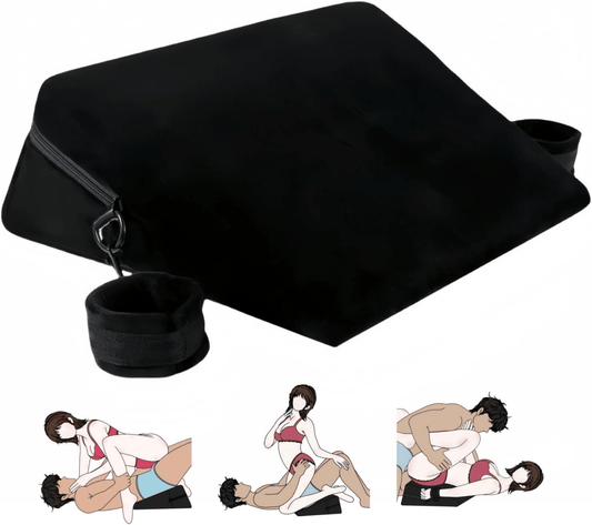 VelvaBond Foam Positioning Wedge Pillow with Handcuffs Support - SinfulX - Personal Care > Sexual Wellness > Sex Pillow