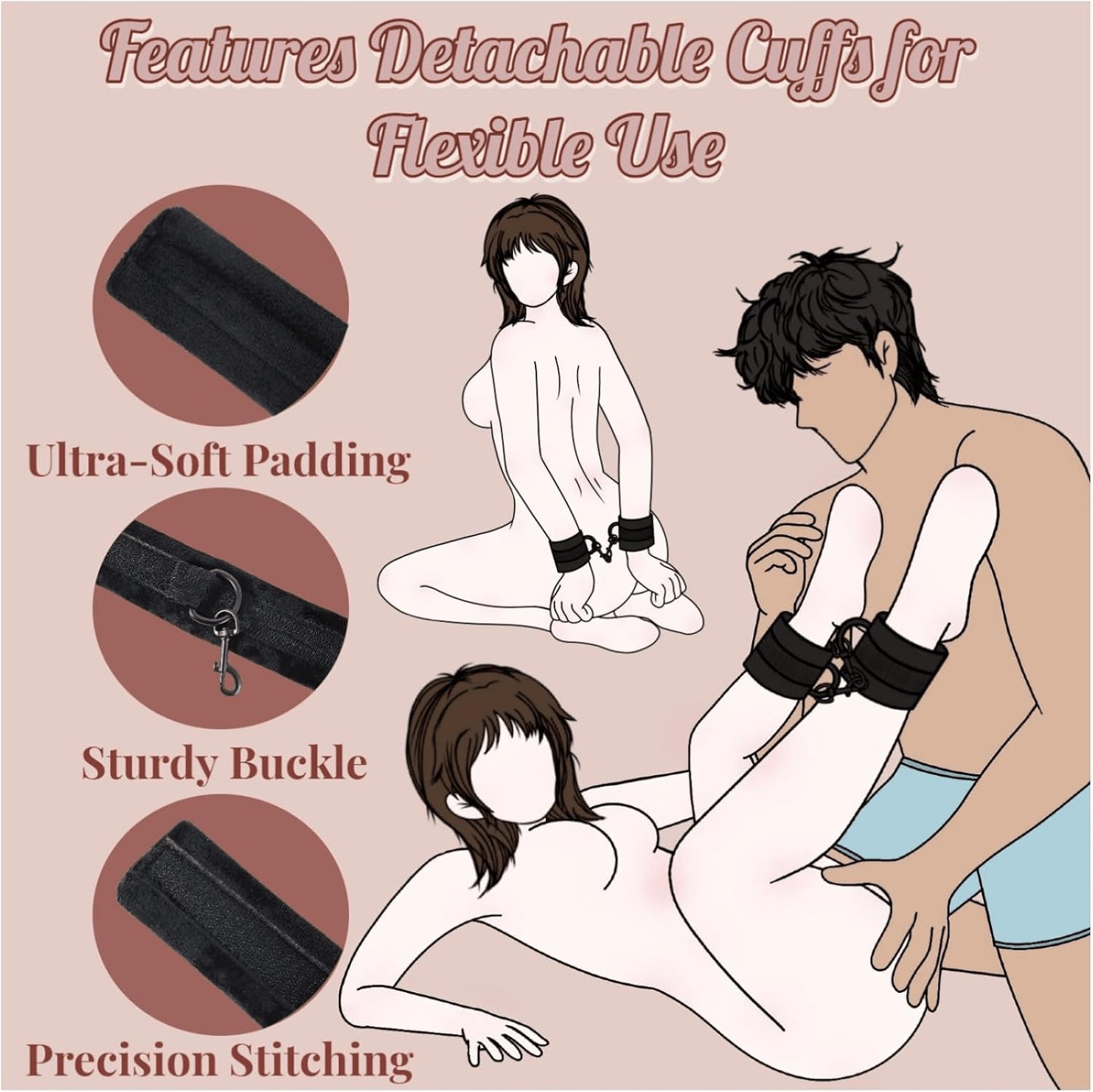 VelvaBond Foam Positioning Wedge Pillow with Handcuffs Support - SinfulX - Personal Care > Sexual Wellness > Sex Pillow