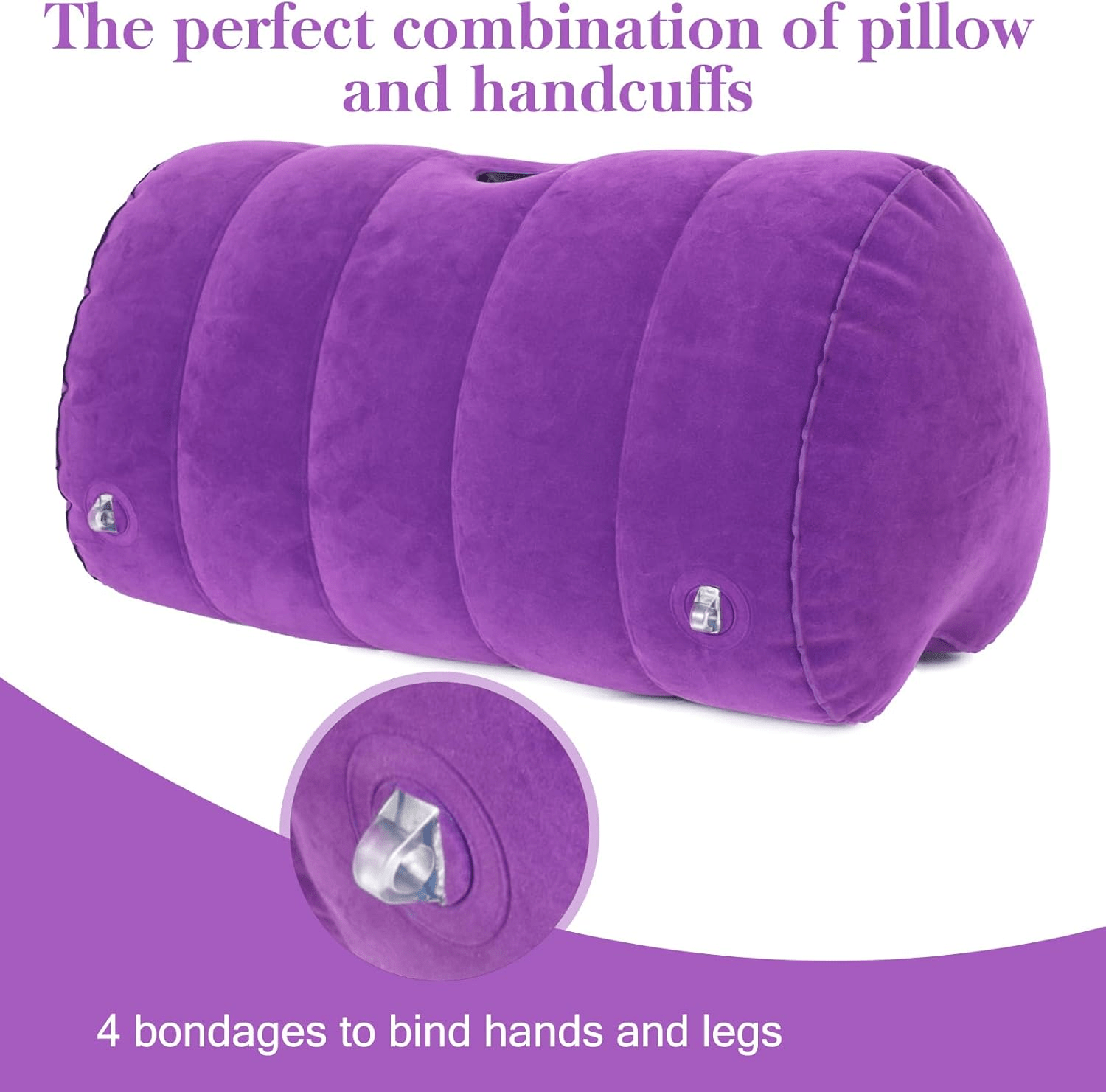 HeartLock Inflatable Dildo Mount Pillow with Cuffs Set - SinfulX - Personal Care > Sexual Wellness > Sex Pillow