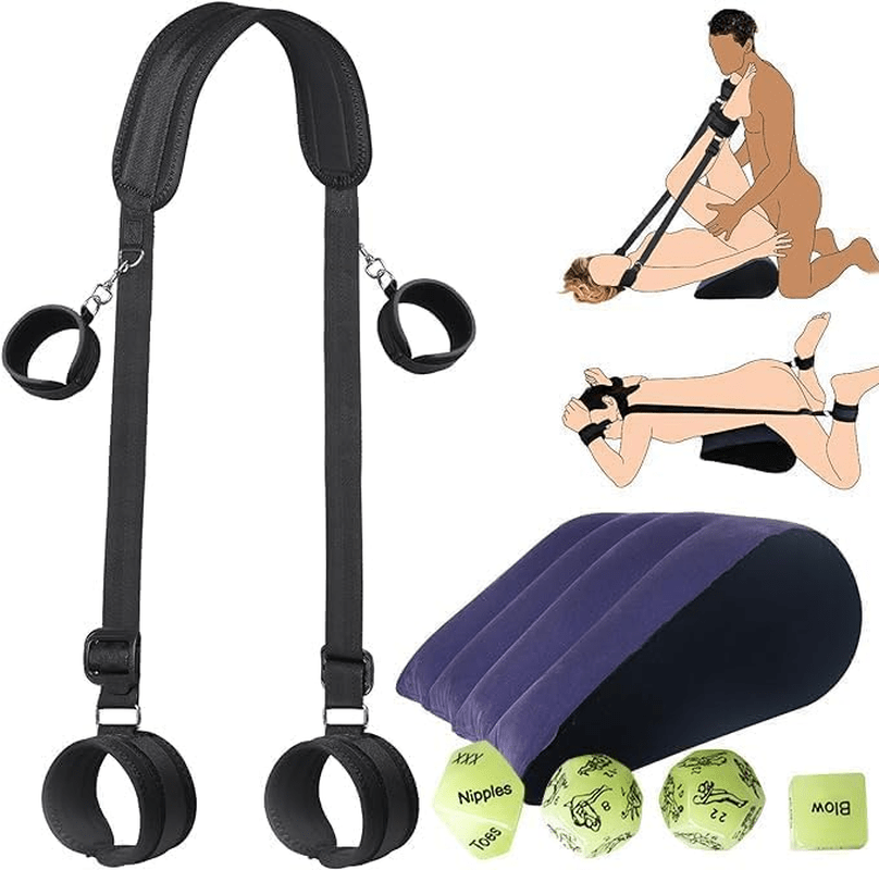 WedgeLock Inflatable Wedge Pillow with Cuffs Set - SinfulX - Personal Care > Sexual Wellness > Sex Pillow