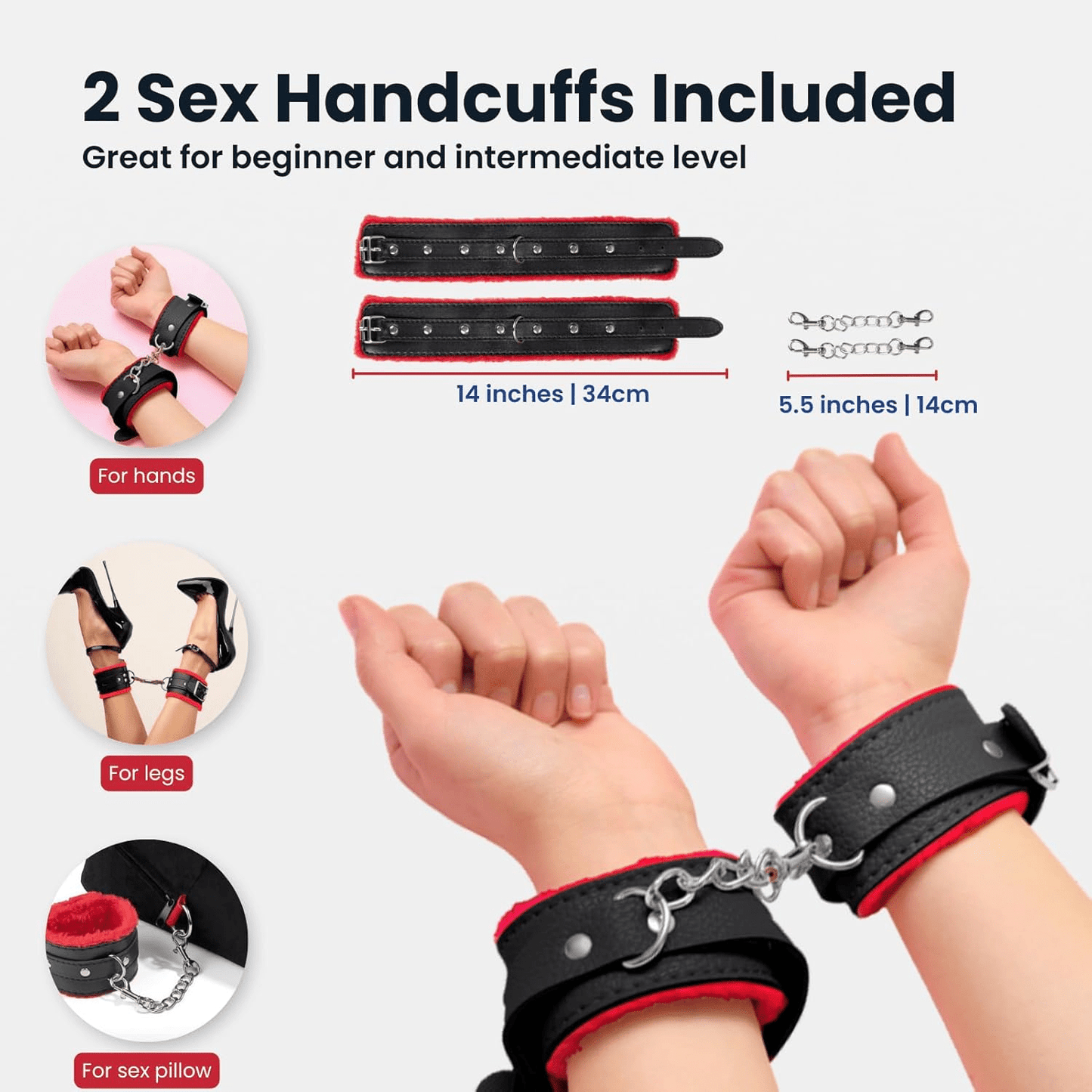 ElevateBond 30° Foam Positioning Sex Pillow with Handcuffs - SinfulX - Personal Care > Sexual Wellness > Sex Pillow