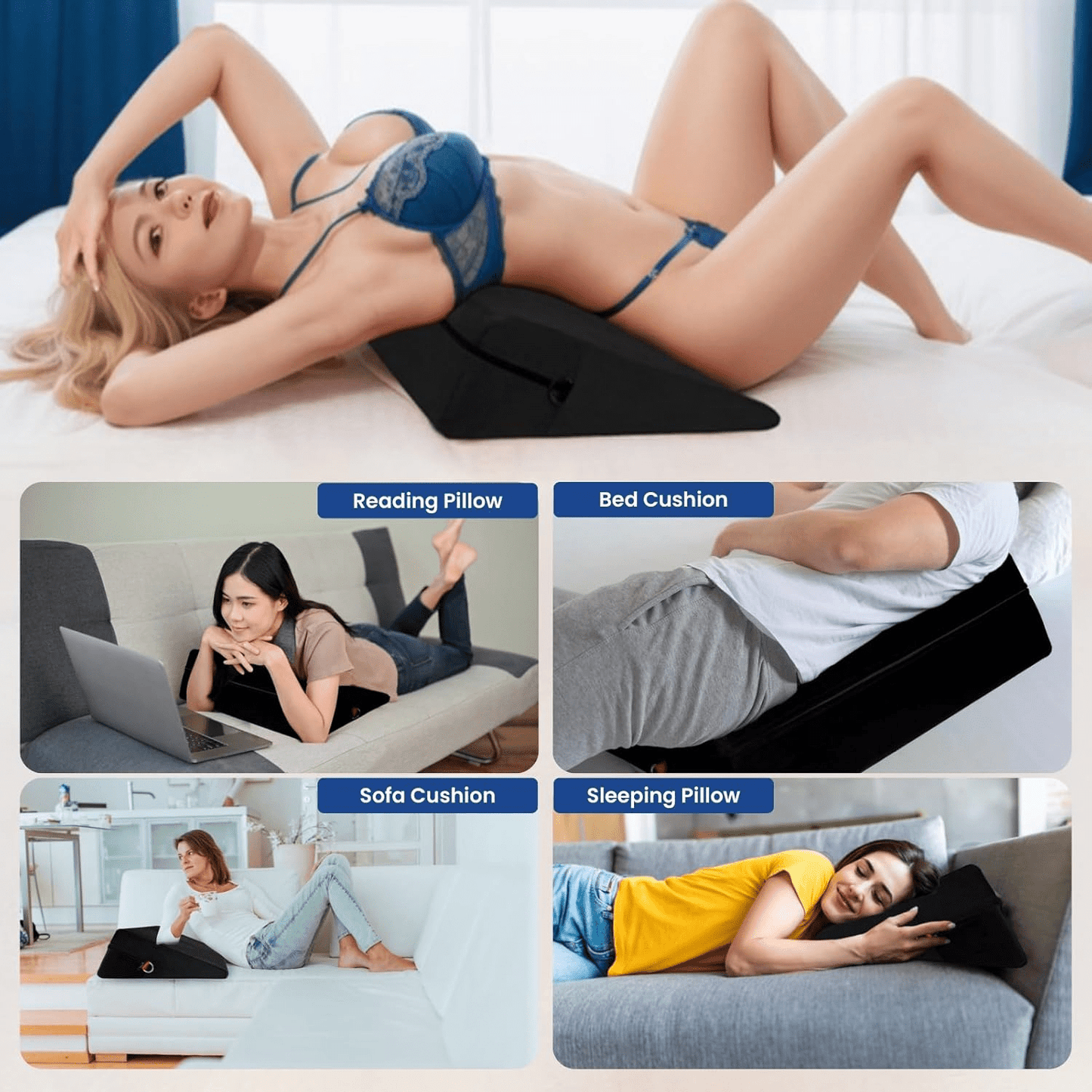 ElevateBond 30° Foam Positioning Sex Pillow with Handcuffs - SinfulX - Personal Care > Sexual Wellness > Sex Pillow