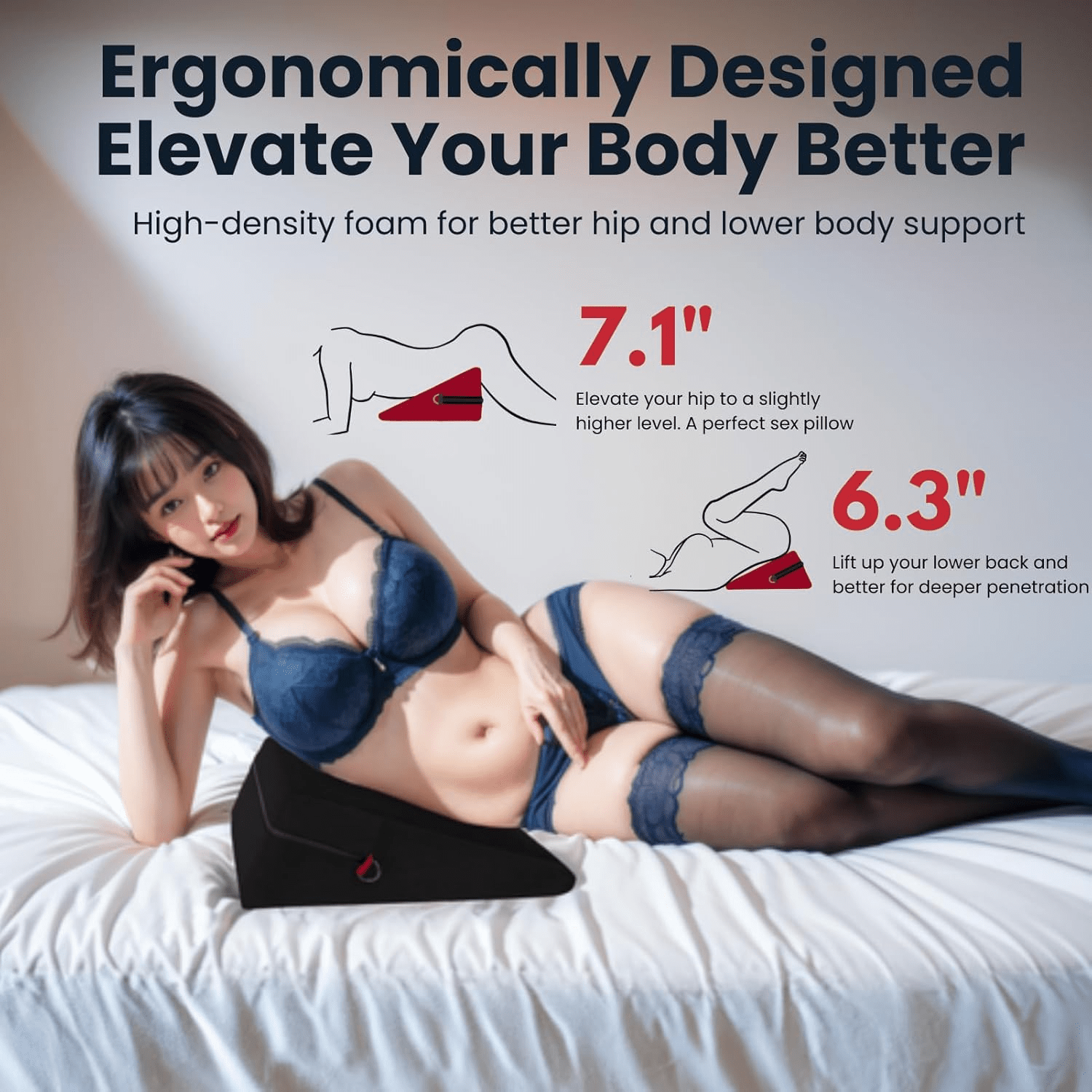 ElevateBond 30° Foam Positioning Sex Pillow with Handcuffs - SinfulX - Personal Care > Sexual Wellness > Sex Pillow