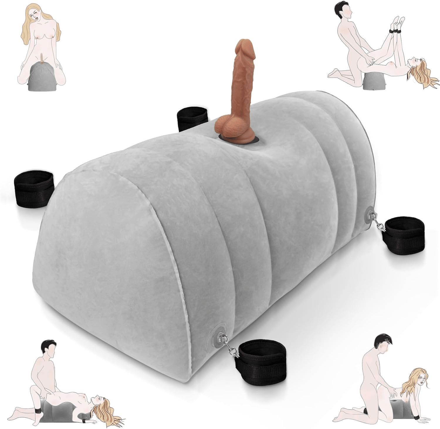 DominaLift Inflatable BDSM Pillow with Dildo Mount & Cuffs - SinfulX - Personal Care > Sexual Wellness > Sex Pillow