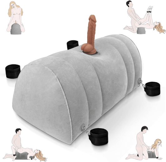 DominaLift Inflatable BDSM Pillow with Dildo Mount & Cuffs - SinfulX - Personal Care > Sexual Wellness > Sex Pillow