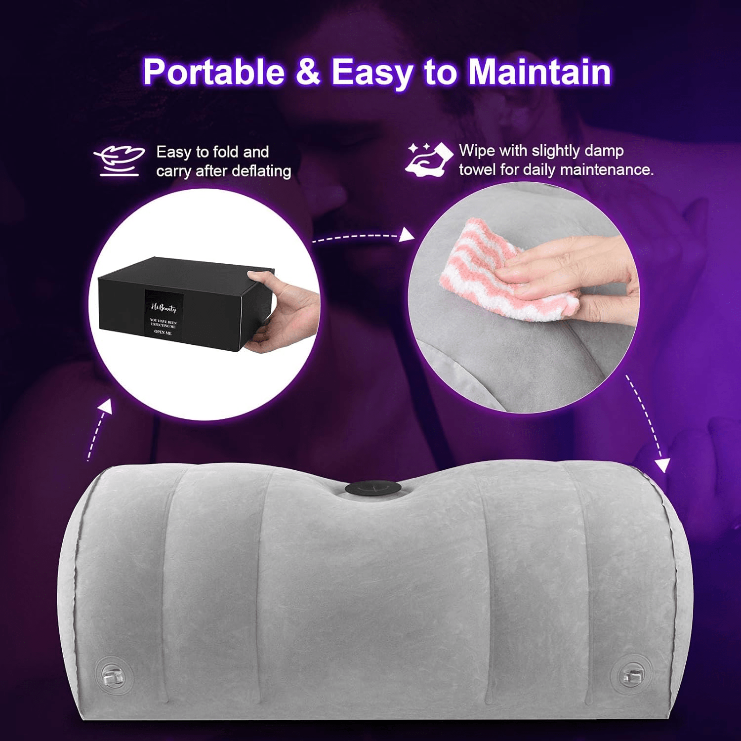 DominaLift Inflatable BDSM Pillow with Dildo Mount & Cuffs - SinfulX - Personal Care > Sexual Wellness > Sex Pillow