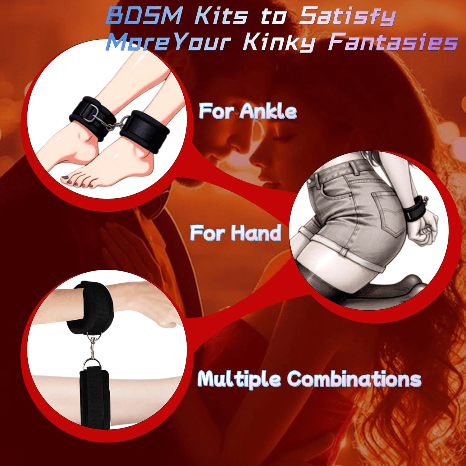 StrataBond BDSM Positioning Pillow with Wrist & Ankle Cuffs - SinfulX - Personal Care > Sexual Wellness > Sex Pillow
