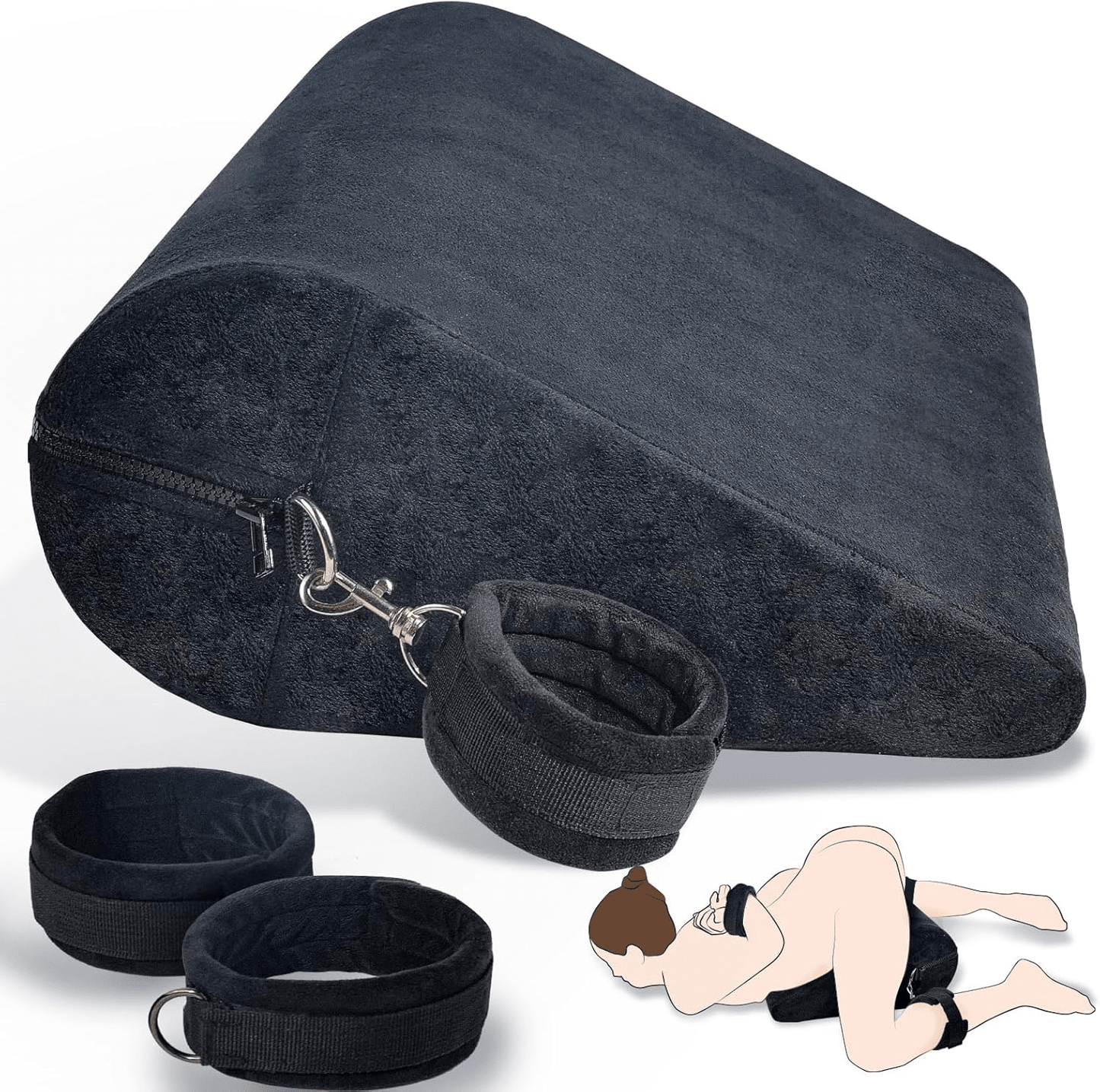 StrataBond BDSM Positioning Pillow with Wrist & Ankle Cuffs - SinfulX - Personal Care > Sexual Wellness > Sex Pillow